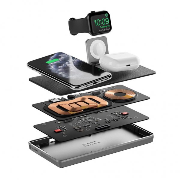 ALOGIC Ultra Power 4-i-1 Trådlös Dubbel Laddningsdocka med Apple Watch-laddare