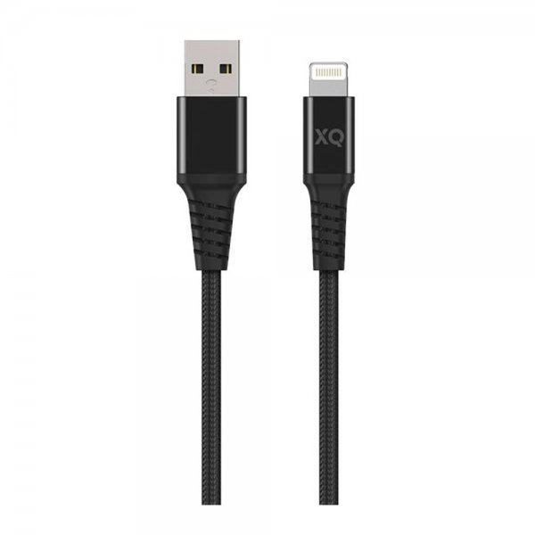 Xqisit Kabel Flätad USB-A till Lightning 2m Svart