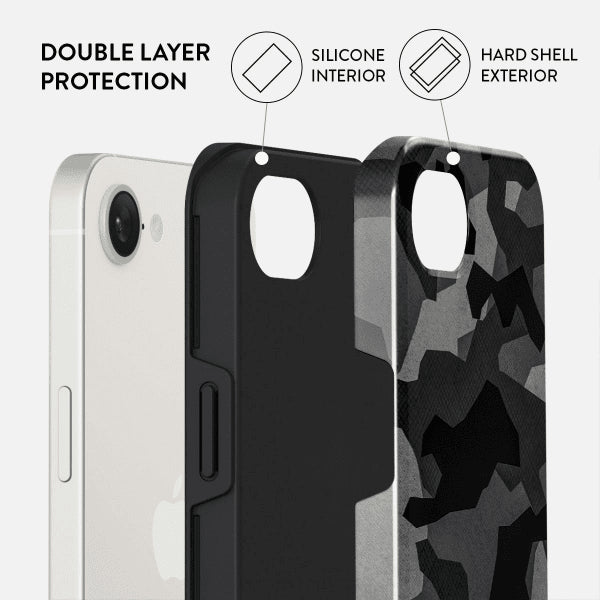 Burga iPhone 16e/iPhone 17e Skal Tough Night Black Camo