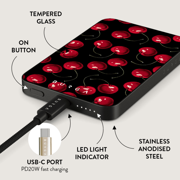 Burga Powerbank MagSafe 5000 mAh Cherrybomb Grå