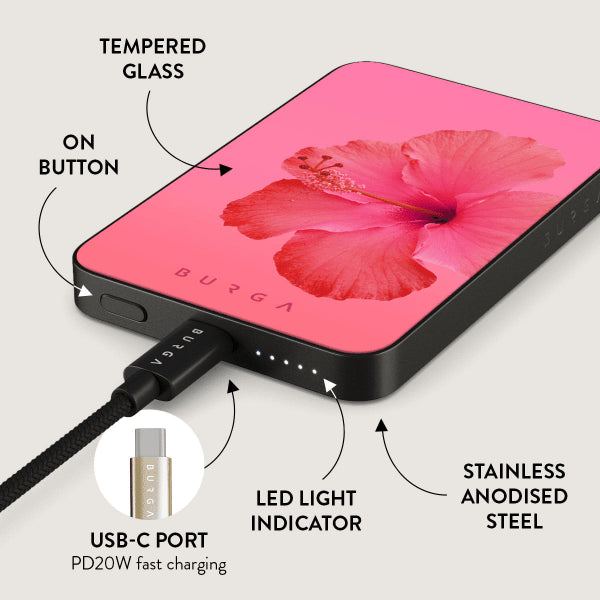 Burga Powerbank MagSafe 5000 mAh Island Girl Grå