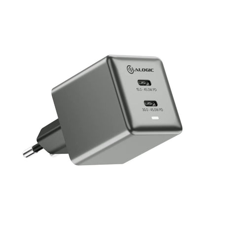 Alogic Laddare Dual USB-C Rapid Power 45W Cube GaN Grå