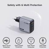 SiGN 65W Väggladdare med Display 2xUSB-C/1x USB-A Grå