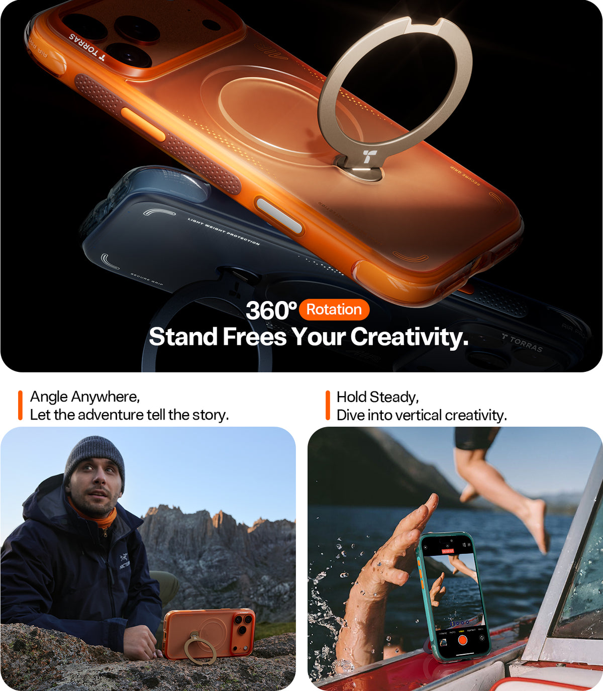 Torras iPhone 17 Pro Skal Ostand Q3 Air Energy Orange