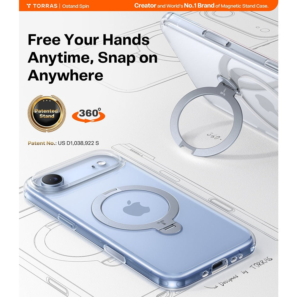Torras iPhone Air Skal Ostand Q3 Spin Transparent