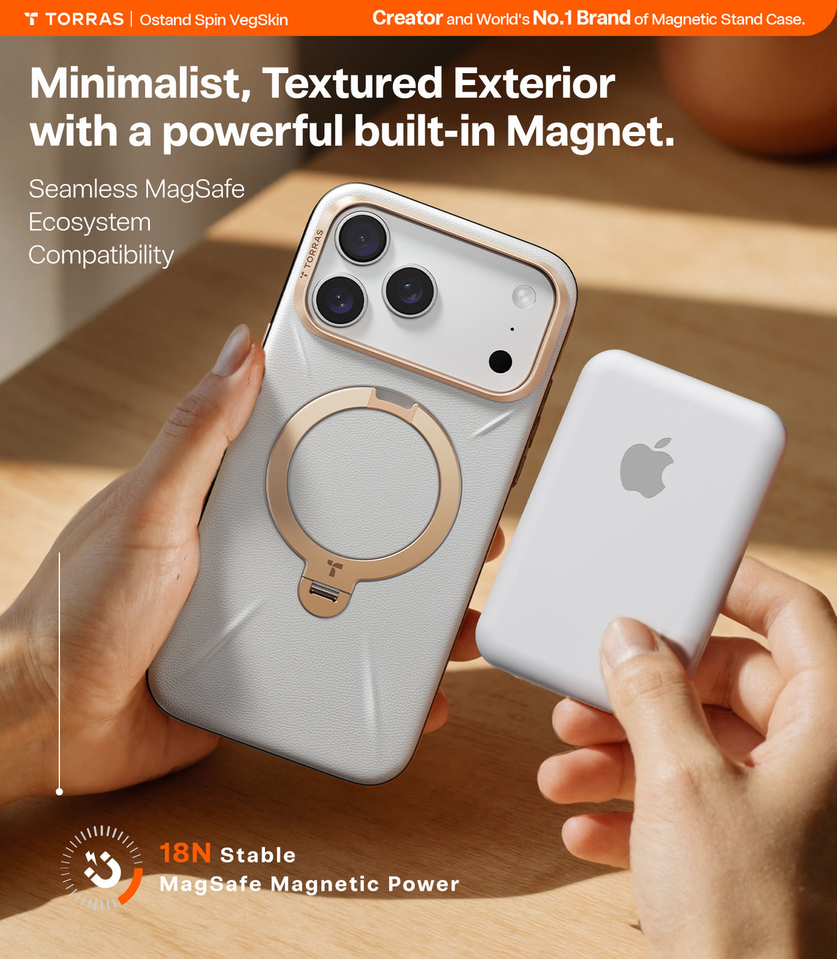 Torras iPhone 17 Pro Max Skal Ostand Q3 Vegskin Pearl Gray