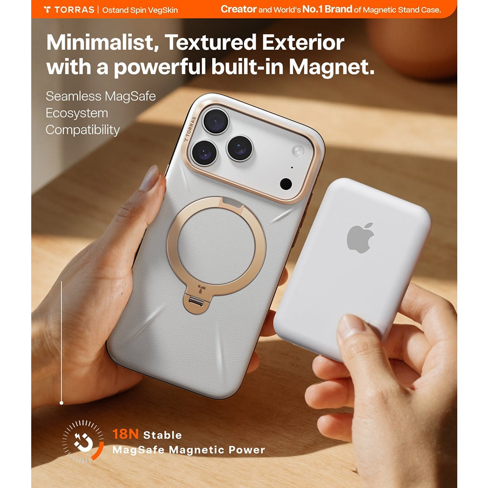 Torras iPhone 17 Pro Max Skal Ostand Q3 Vegskin Pearl Gray