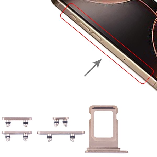 Knappar och Simkorthållare för iPhone 16 Pro och 16 Pro Max - Sandfärgat Titan