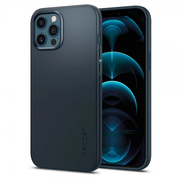 Spigen iPhone 12 Pro Max Skal Thin Fit Metal Slate