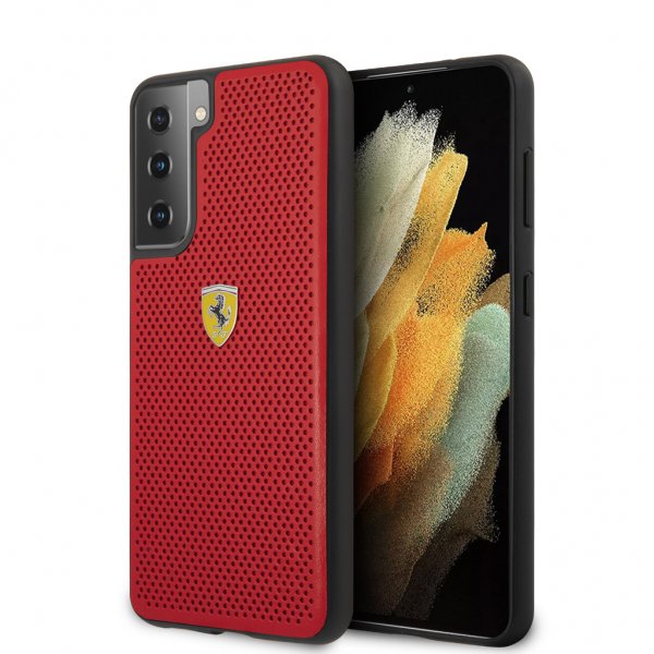 Ferrari Samsung Galaxy S21 Plus Skal Logo Perforerad Röd
