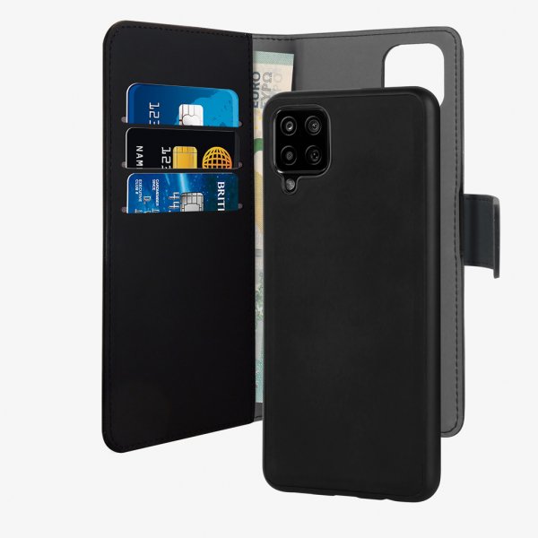 Puro Samsung Galaxy A12 Fodral Wallet Detachable 2 in 1 Svart
