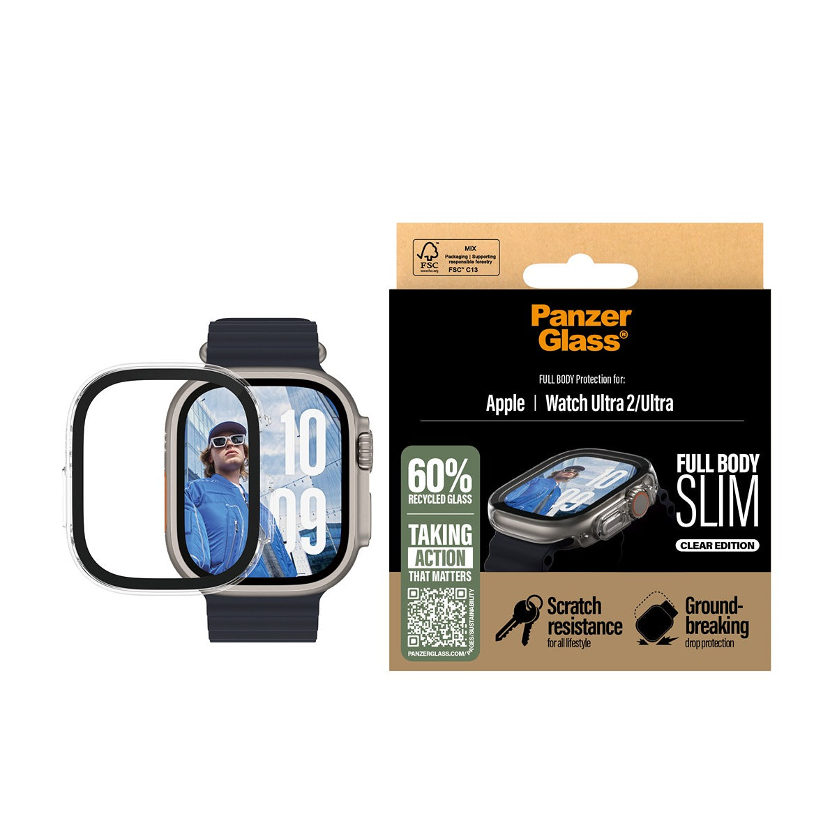 PanzerGlass Apple Watch Ultra 49mm Skal med Skärmskydd Full Body Transparent