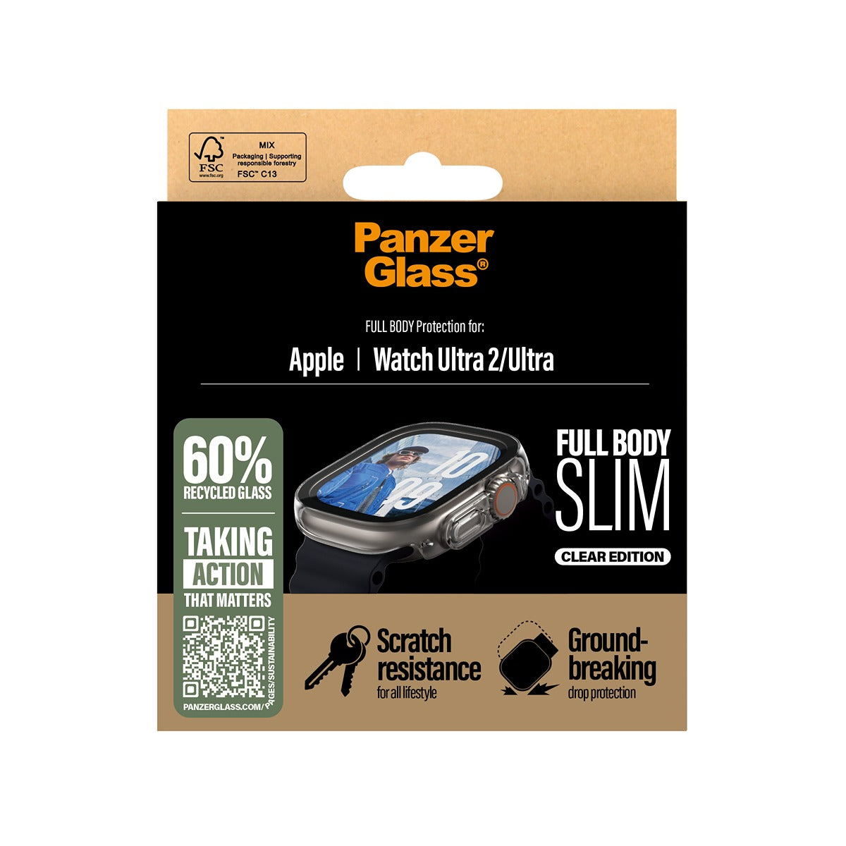 PanzerGlass Apple Watch Ultra 49mm Skal med Skärmskydd Full Body Transparent