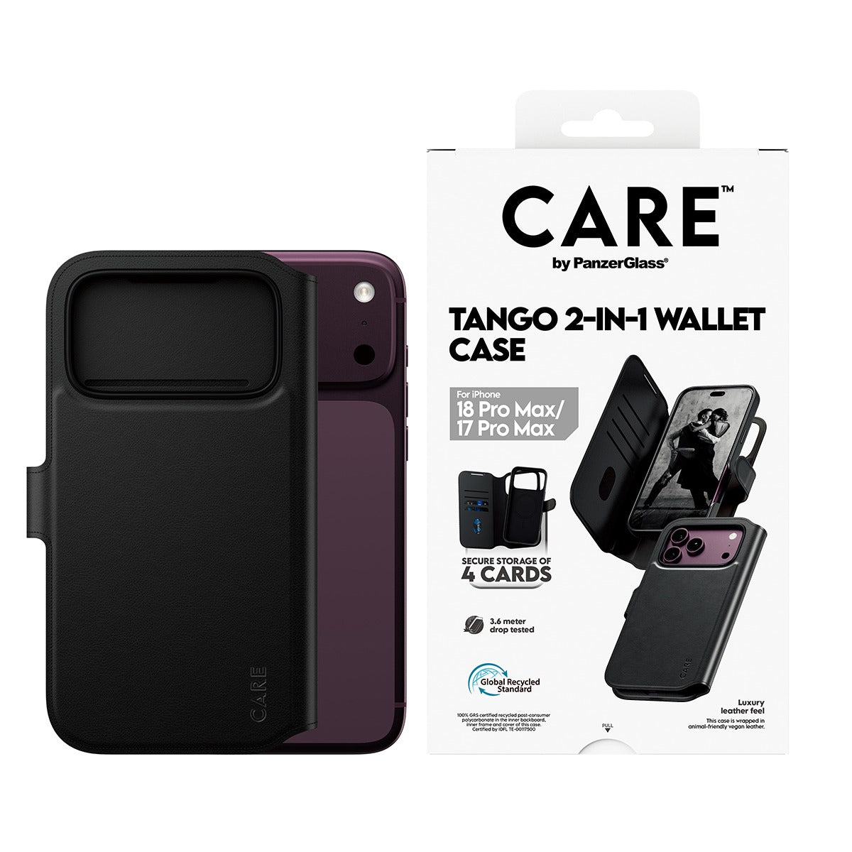 CARE by PanzerGlass iPhone 17 Pro Max/iPhone 18 Pro Max Fodral Tango Wallet MagSafe Svart