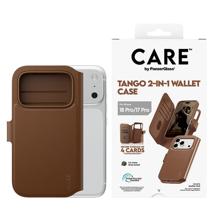 CARE by PanzerGlass iPhone 17 Pro/iPhone 18 Pro Fodral Tango Wallet MagSafe Brun