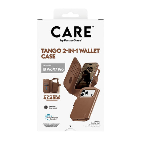 CARE by PanzerGlass iPhone 17 Pro/iPhone 18 Pro Fodral Tango Wallet MagSafe Brun