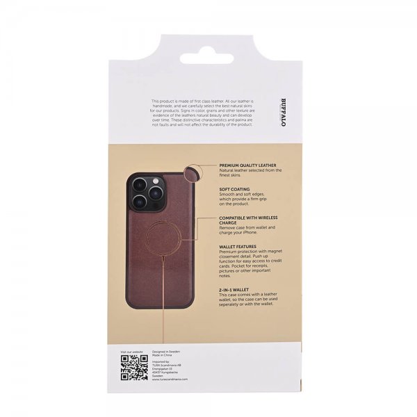 Buffalo iPhone 15 Pro Max Fodral 3 Kortfack Löstagbart Skal MagSeries Brun