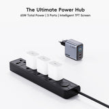 SiGN 65W Väggladdare med Display 2xUSB-C/1x USB-A Grå