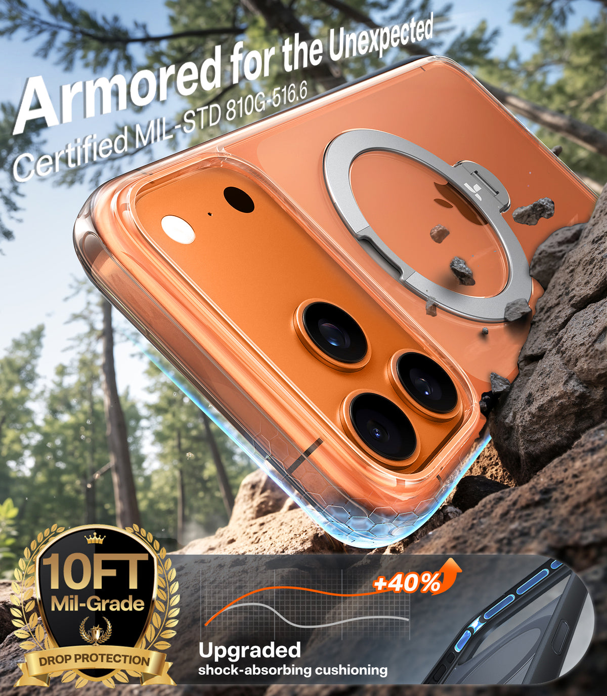 Torras iPhone 17 Pro Skal Ostand Q3 Spin Transparent