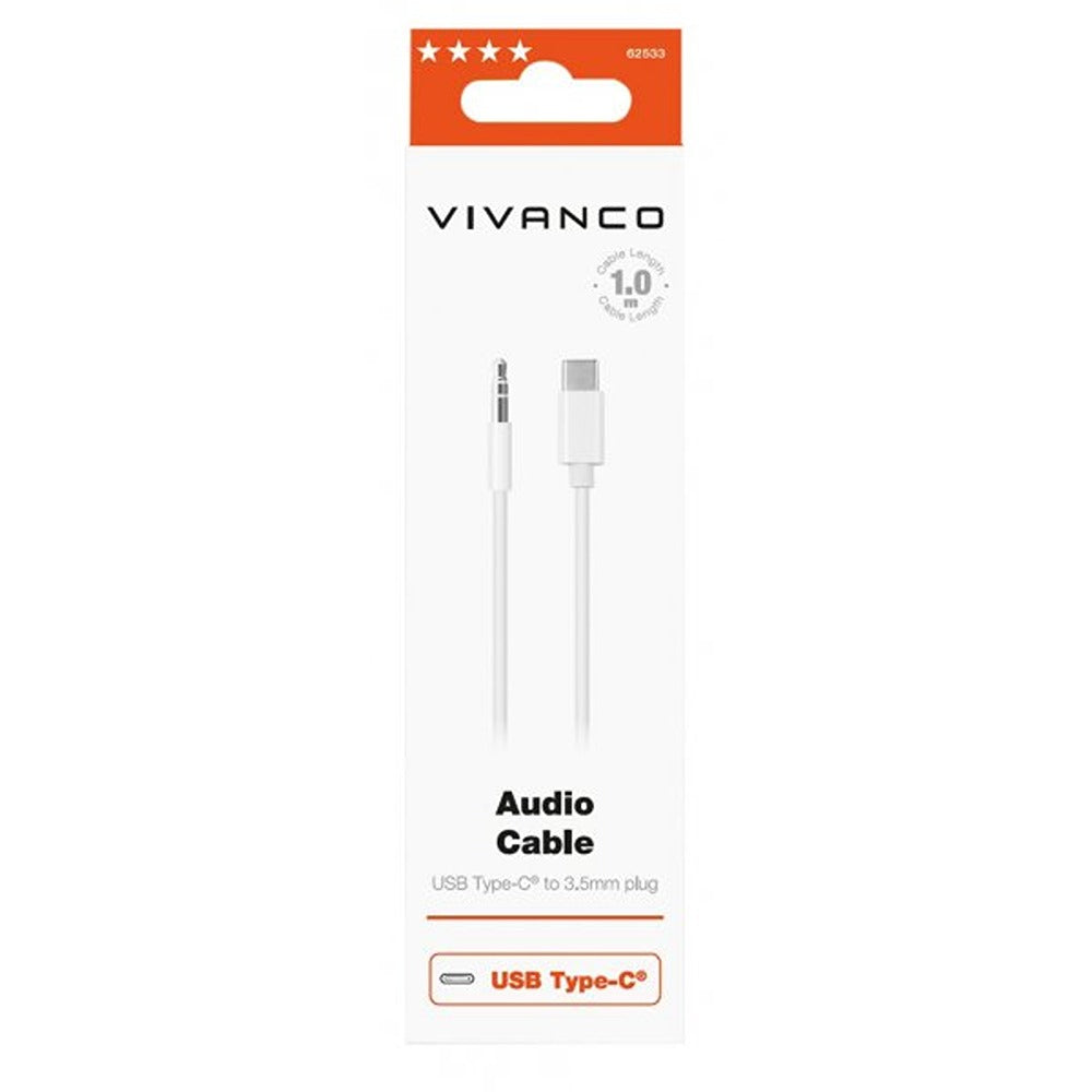 Vivanco Kabel Audio Cable USB-C till 3.5mm 1m Vit
