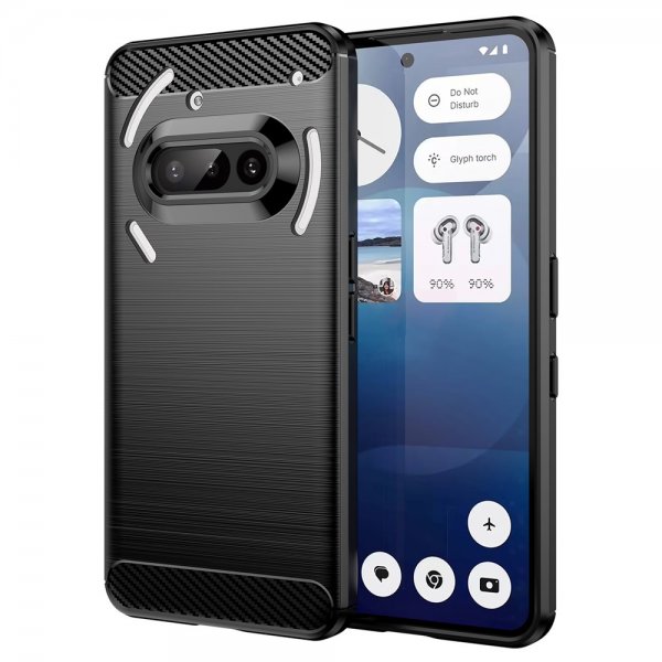 Nothing Phone (3a) Skal Borstad Kolfibertextur Svart