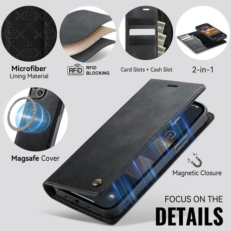 CaseMe iPhone 14 Plus/iPhone 15 Plus Fodral C49 Series Svart