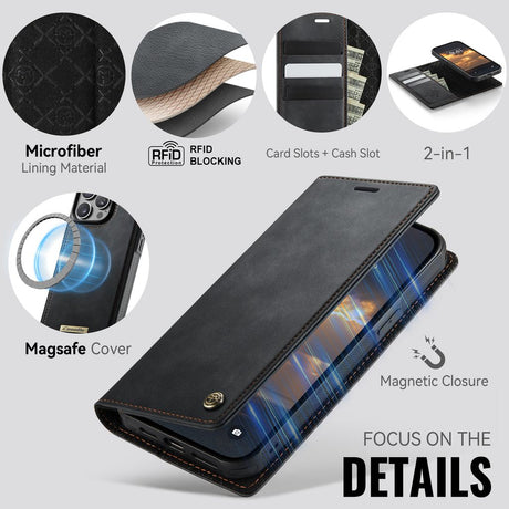 CaseMe iPhone 15 Pro Max Fodral C49 Series Svart