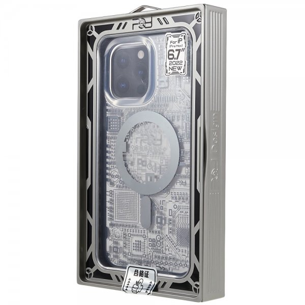 iPhone 14 Pro Max Skal PQY Geek Series MagSafe Silver