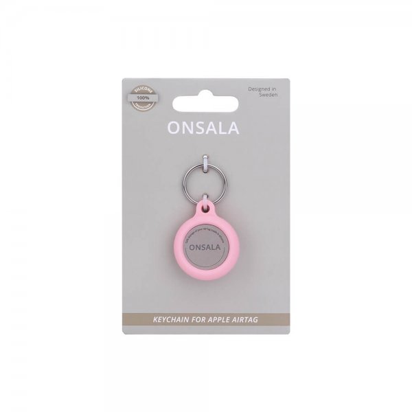 Onsala Apple AirTag Hållare i Silikon med Nyckelring Rosa