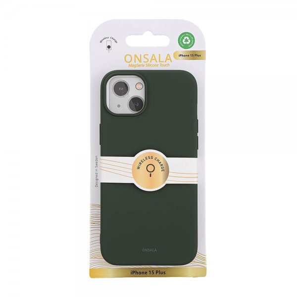 Onsala iPhone 15 Plus Skal Silicone Touch MagSeries Olive Green