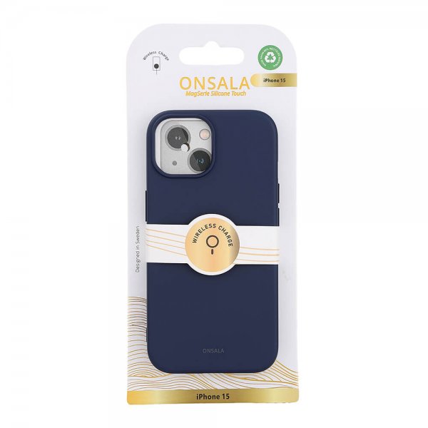 Onsala iPhone 15 Skal Silicone Touch MagSeries Mörkblå