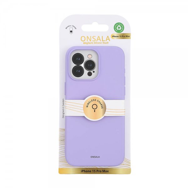 Onsala iPhone 15 Pro Max Skal Silicone Touch MagSeries Lila