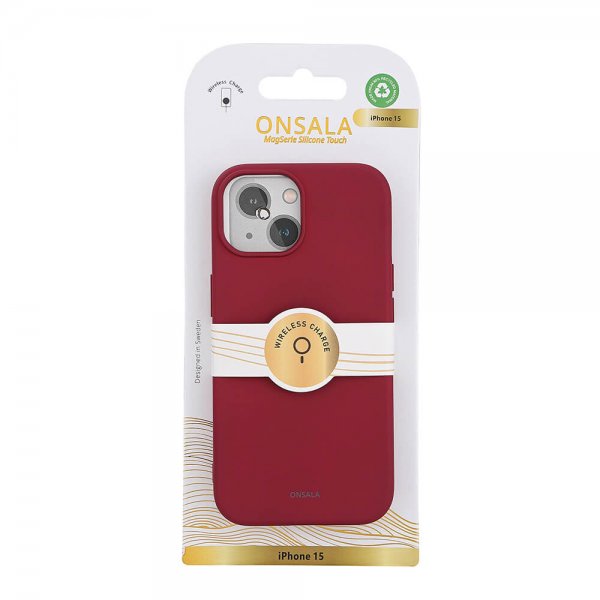 Onsala iPhone 15 Skal Silicone Touch MagSeries Deep Red
