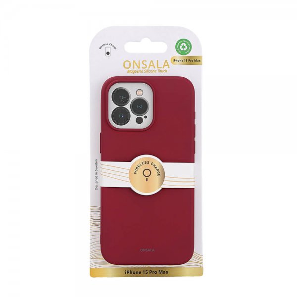 Onsala iPhone 15 Pro Max Skal Silicone Touch MagSeries Deep Red