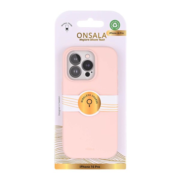 Onsala iPhone 16 Pro Skal Silikonkänsla Chalk Pink