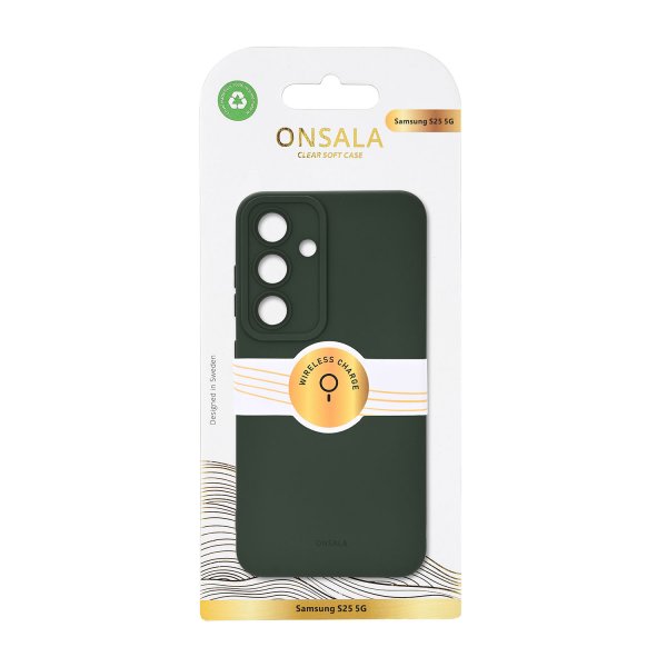 Onsala Samsung Galaxy S25 Skal Silikonkänsla Olivgrön