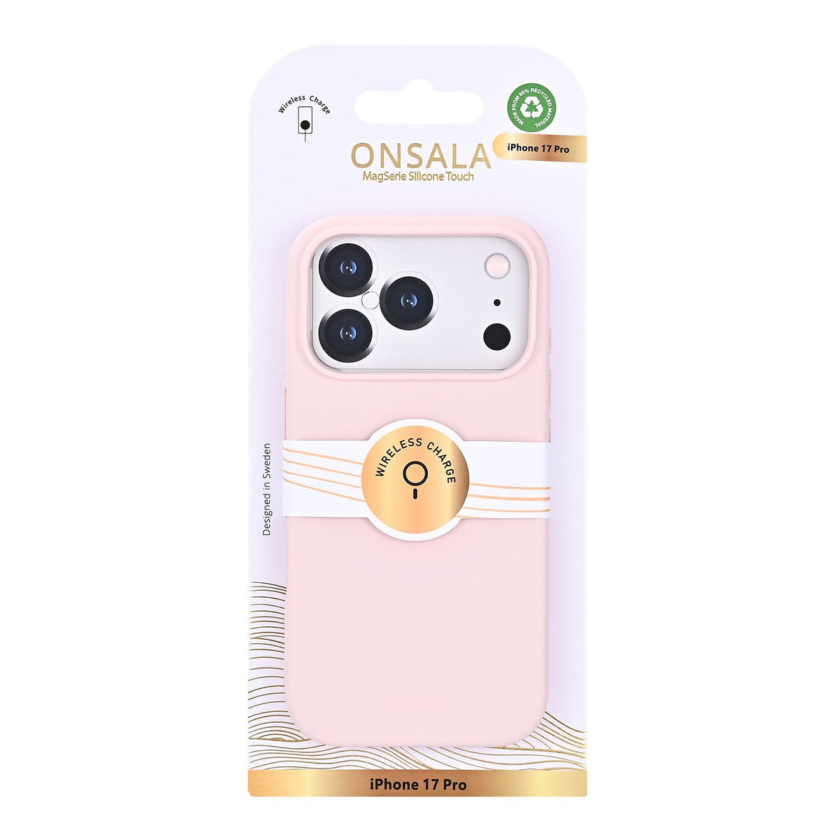 Onsala iPhone 17 Pro/iPhone 18 Pro Skal Silikonkänsla Chalk Pink