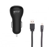 Gear Billaddare 1xUSB 1A Lightning Kabel 1m MFI Svart