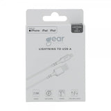 Gear Laddkabel Lightning till USB-A 2m MFI Vit