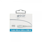 Gear Laddkabel Micro-USB till USB-A 0.3m Vit