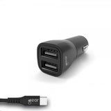 Gear Billaddare 2xUSB 3.4A USB-C Kabel 1m Svart