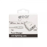 Gear Laddare 1xUSB 2.4A Lightning Kabel 1m MFI Vit
