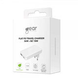 Gear Laddare Flat PD/PPS Travel Charger 36W + QC 18W Vit