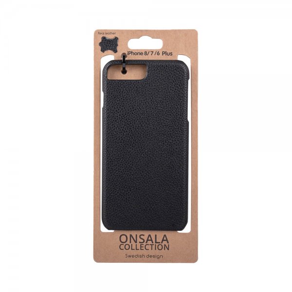 Onsala iPhone 6/6S Plus/iPhone 7 Plus/iPhone 8 Plus Skal Äkta Läder Svart