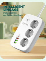 SiGN Smart WiFi 3-vägs Grenuttag 30W USB-A/USB-C 1.5m