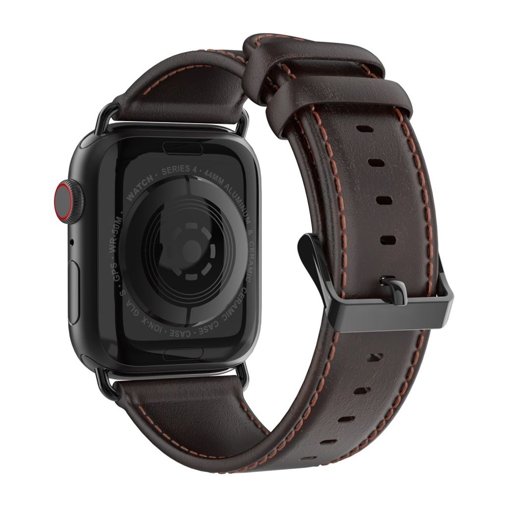 Dux Ducis Apple Watch 44/45/46mm/Ultra 49mm Armband Äkta Läder Mörkbrun