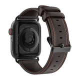 Dux Ducis Apple Watch 44/45/46mm/Ultra 49mm Armband Äkta Läder Mörkbrun