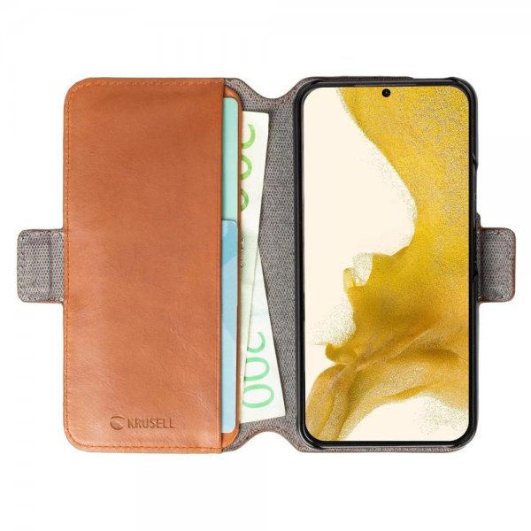 Krusell Samsung Galaxy S22 Fodral Leather PhoneWallet Cognac