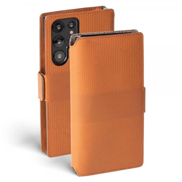 Krusell Samsung Galaxy S22 Ultra Fodral Leather PhoneWallet Cognac