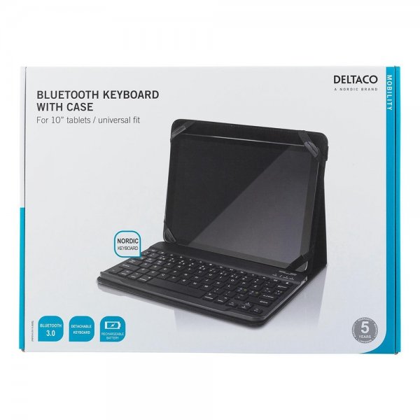 Deltaco Fodral med Tangentbord Universal 10" Surfplattor Nordisk Svart